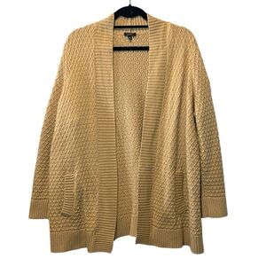 Talbots Cardigan Womens 3X PETITE Tan Lambswool Blend Open Front Knit Sweater